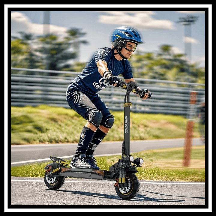 🇮🇪🇪🇺 iENYRID ES6 electric scooter in action on a racing track, showcasing performance and style.
