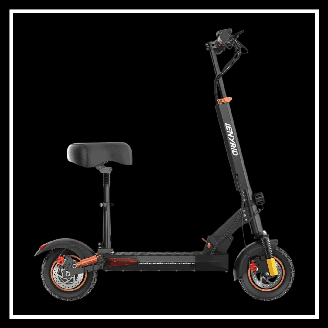 iENYRID M4 PRO S+ MAX electric scooter with 800W motor and off-road tires on a black background.