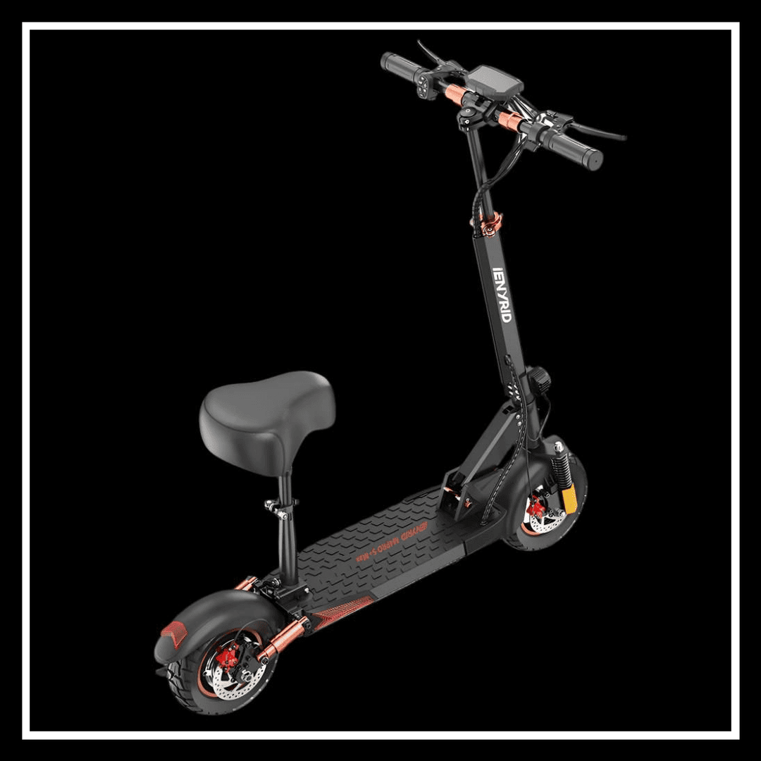 🇮🇪🇪🇺 iENYRID M4 PRO S+ MAX electric scooter with a seat and off-road tires.