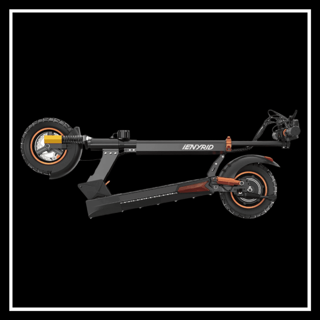 🇮🇪🇪🇺 iENYRID M4 PRO S+ MAX electric scooter, compact design with 10 inch off-road tires, foldable for easy transport.