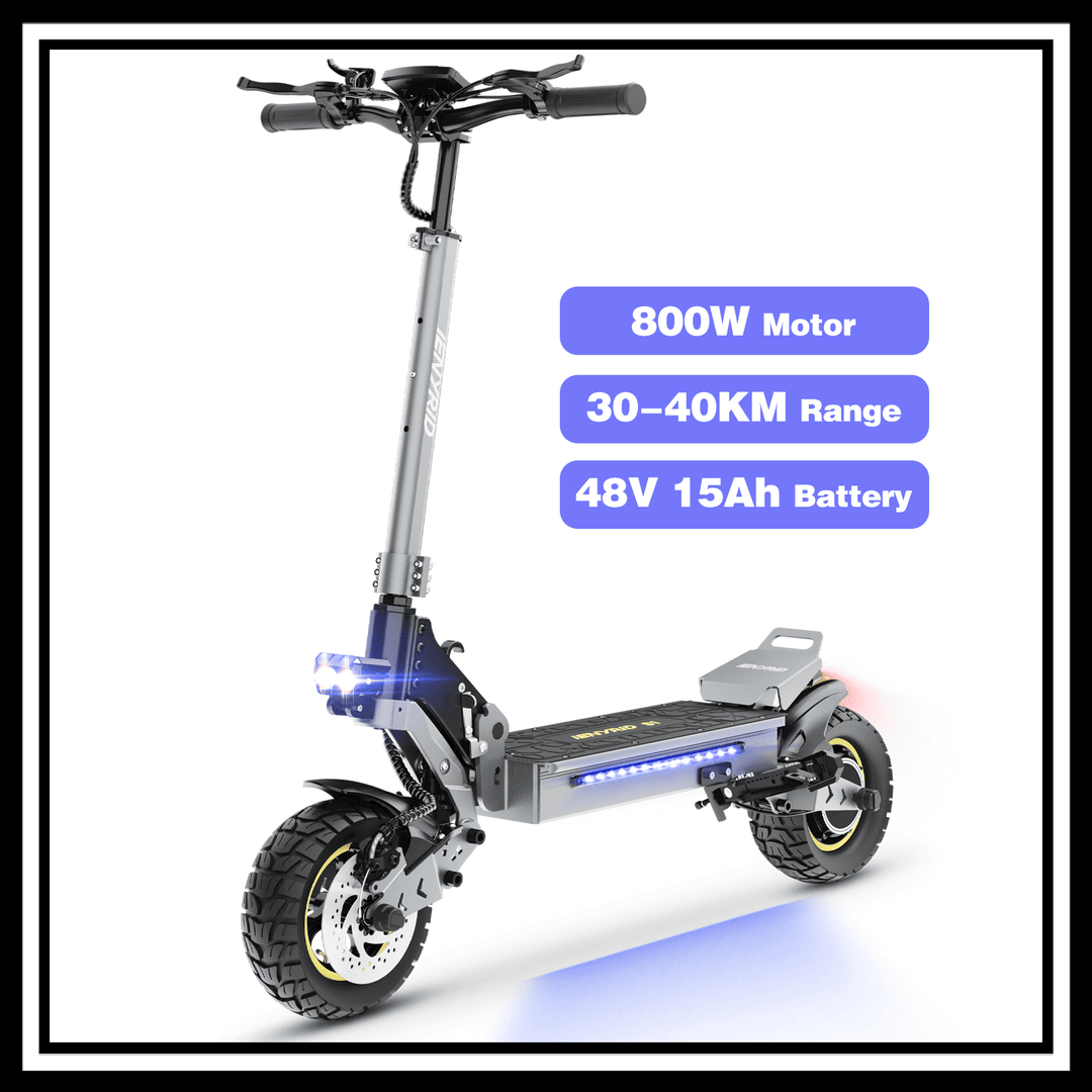 Electric scooter featuring iENYRID S1 design with 800W motor and 48V 15Ah battery for up to 40KM range.