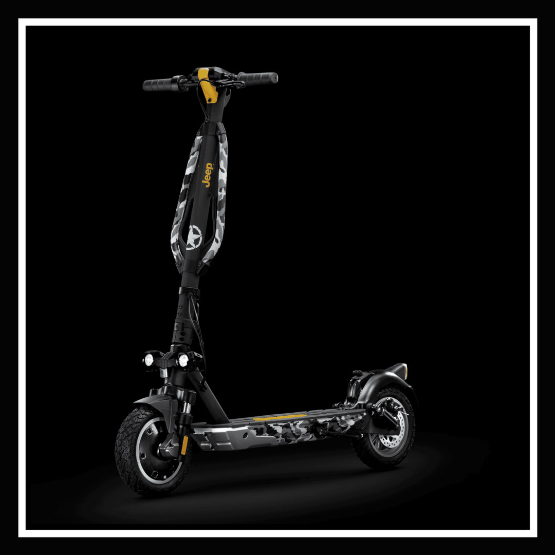 🇮🇪 JEEP 2xe URBAN CAMOU electric scooter featuring a sleek design and durable magnesium alloy frame.
