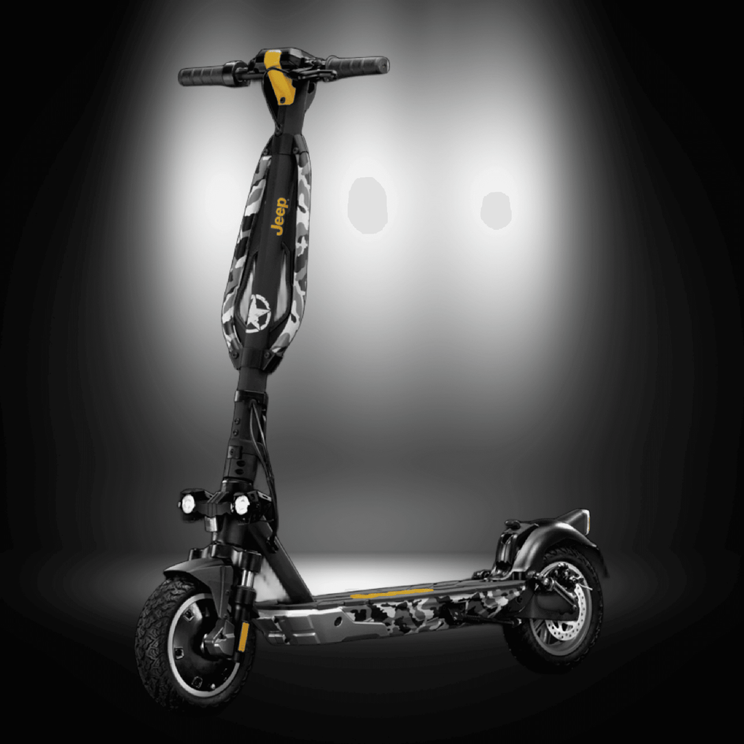 🇮🇪 JEEP 2xe URBAN CAMOU electric scooter with a sleek design and durable magnesium alloy frame.