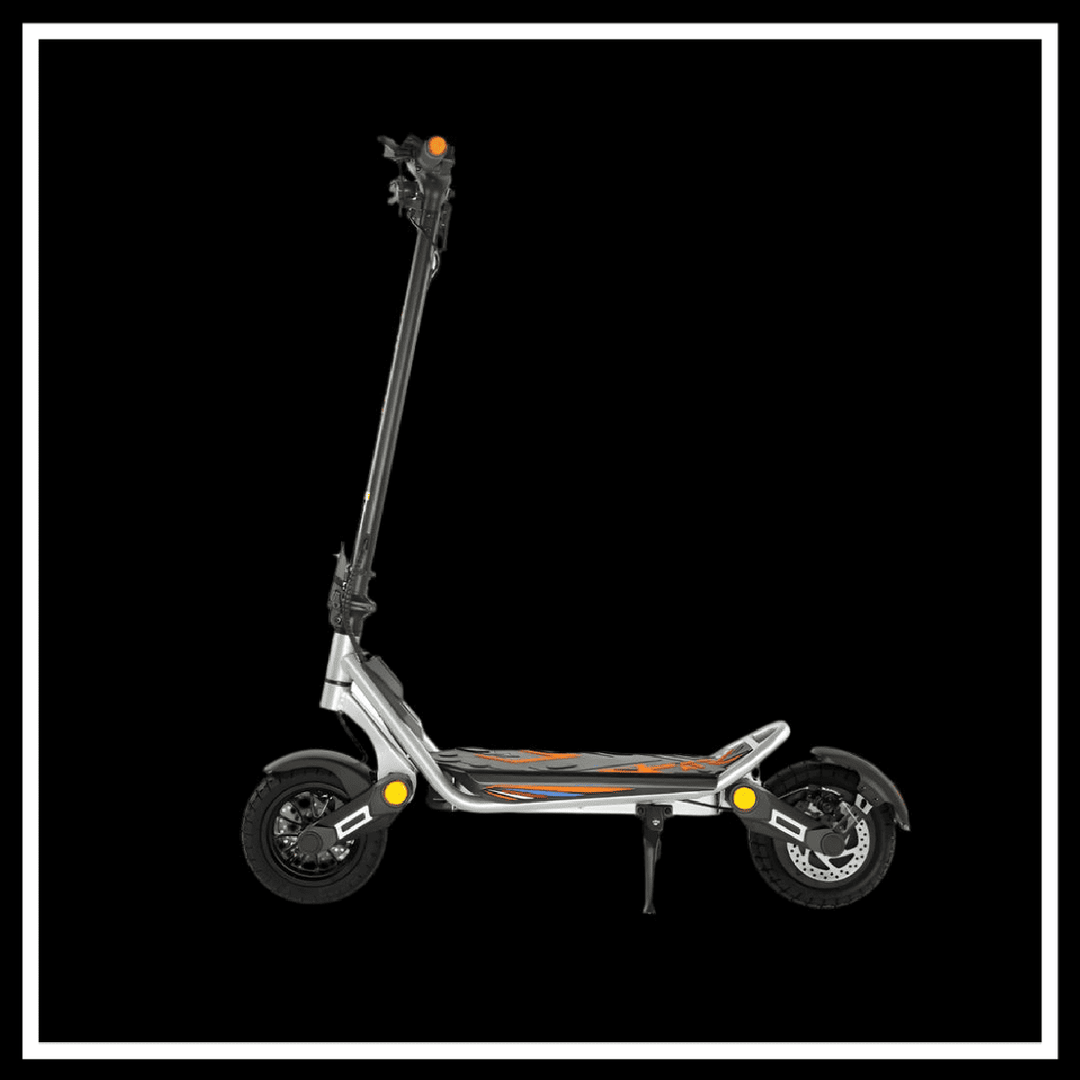 🇮🇪🇪🇺 KUKIRIN A1 electric scooter showcased in a sleek, foldable design with hybrid tyres.