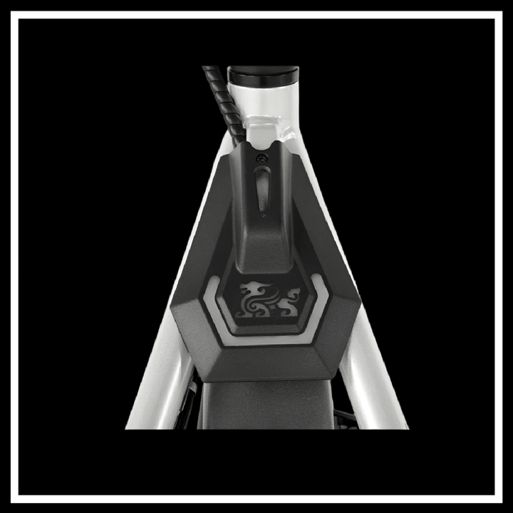 Detail view of the KuKirin A1's design featuring a unique charging port and sleek frame.