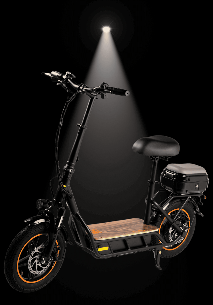 Elegant KuKirin C1 Pro electric scooter with wood pedals and robust design, ideal for modern commuting.