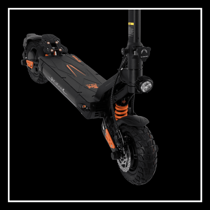 KUKIRIN G2 Master 2025 electric scooter close-up showing dual motor and rugged tire design.