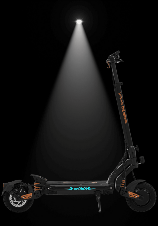 KUKIRIN G2 Master electric scooter showcased with spotlight, highlighting dual motor and high-performance features.