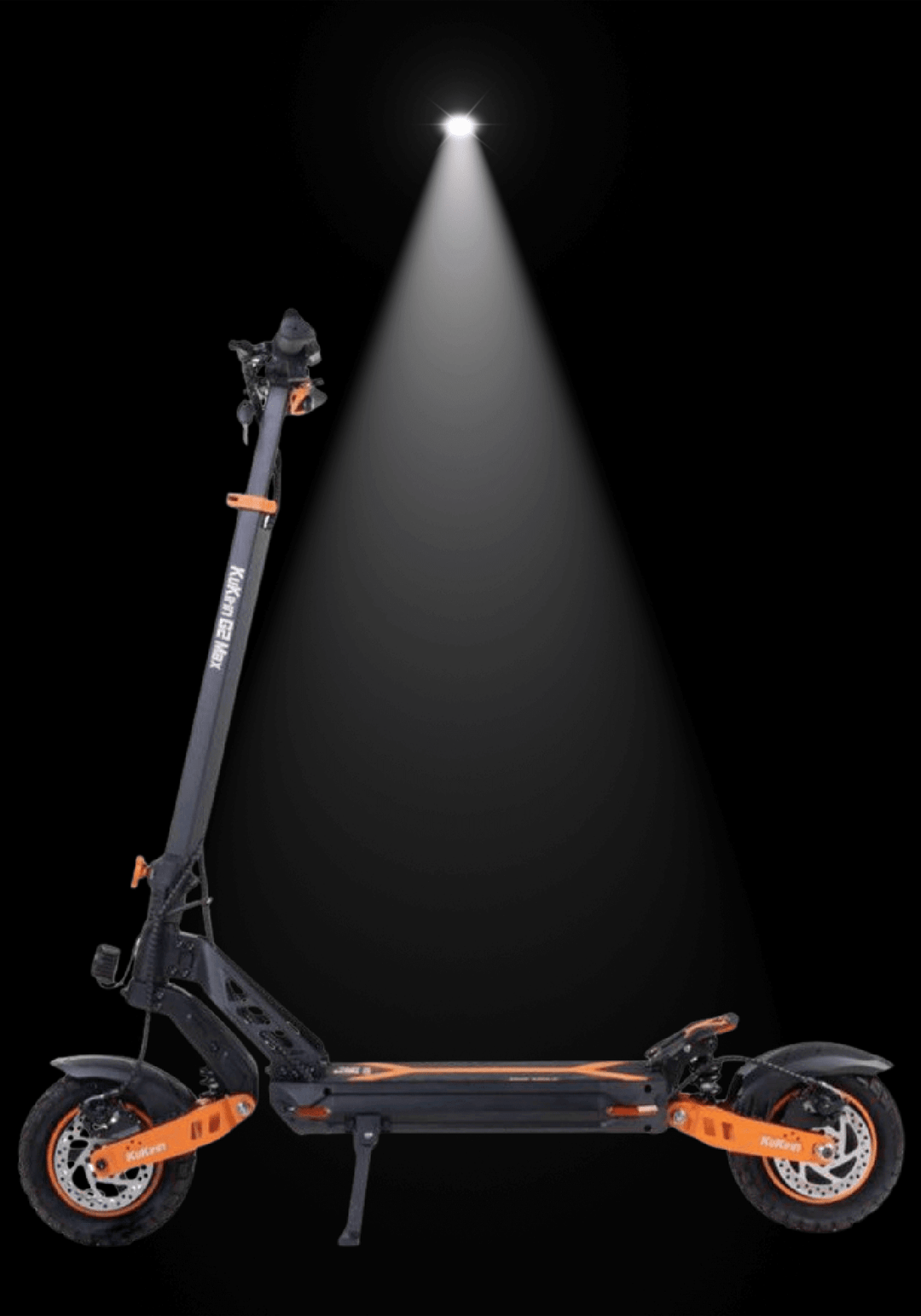 KUKIRIN G2 MAX electric scooter in spotlight showcasing its sleek design and features.
