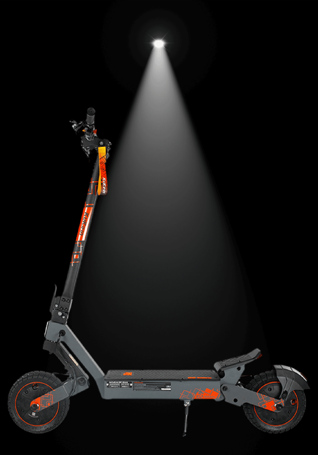 🇮🇪🇪🇺 KUKIRIN G2 ULTRA electric scooter showcased under spotlight.