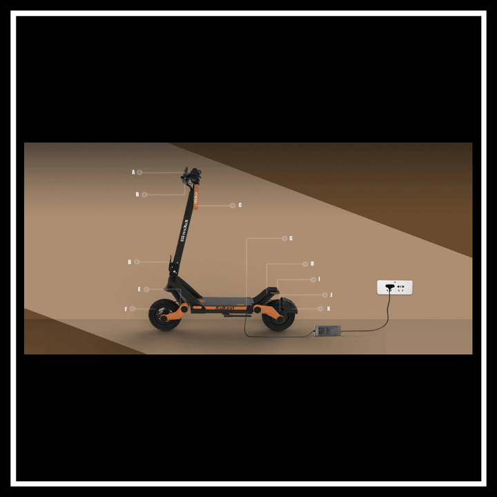 KUKIRIN G3 electric scooter charging, showcasing its design and features in a modern setting.