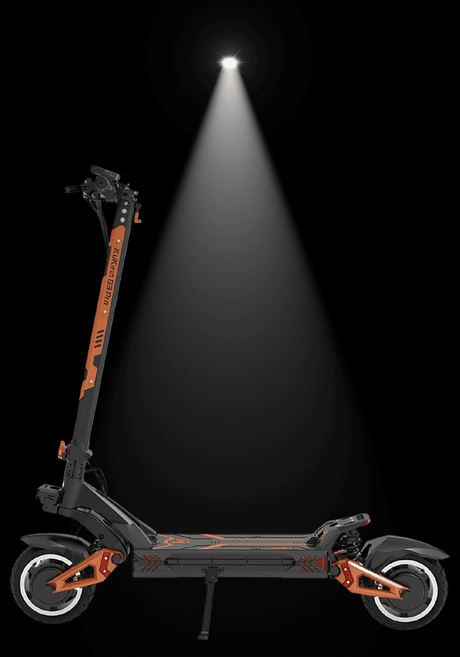 KUKIRIN G3 Pro electric scooter with spotlight, showcasing its sleek design and durable build for off-road adventures.