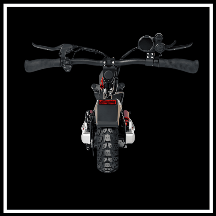 KUKIRIN M4 MAX rear view showcasing handlebars and tire, highlighting urban mobility features.