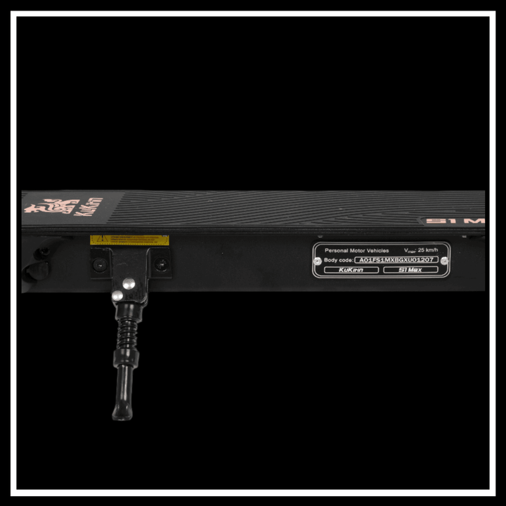 KUKIRIN S1 MAX electric scooter close-up view of foot deck and label information.