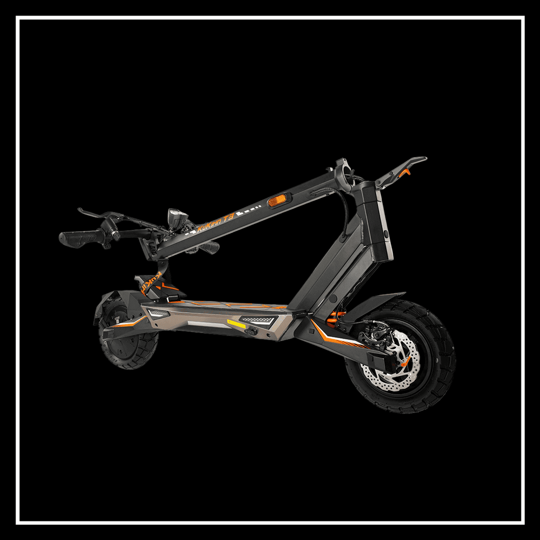 KUKIRIN T3 ELECTRIC SCOOTER showcased from the side on a black background, highlighting its sleek design.