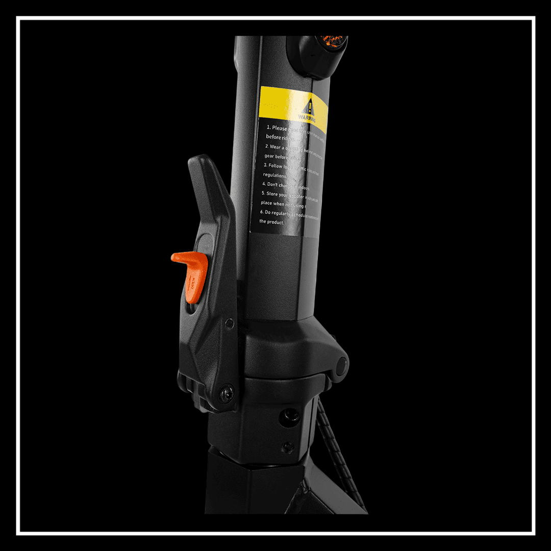 Close-up of the handlebar controls on the KuKirin T3 electric scooter, showcasing safety features and design.