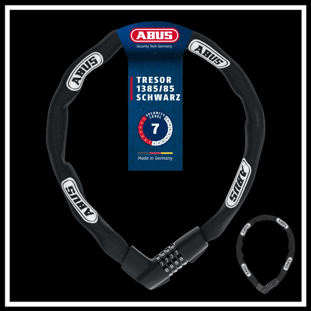 LOCKER ABUS TRESOR 138585 security chain lock 7mm square chain with combination mechanism.