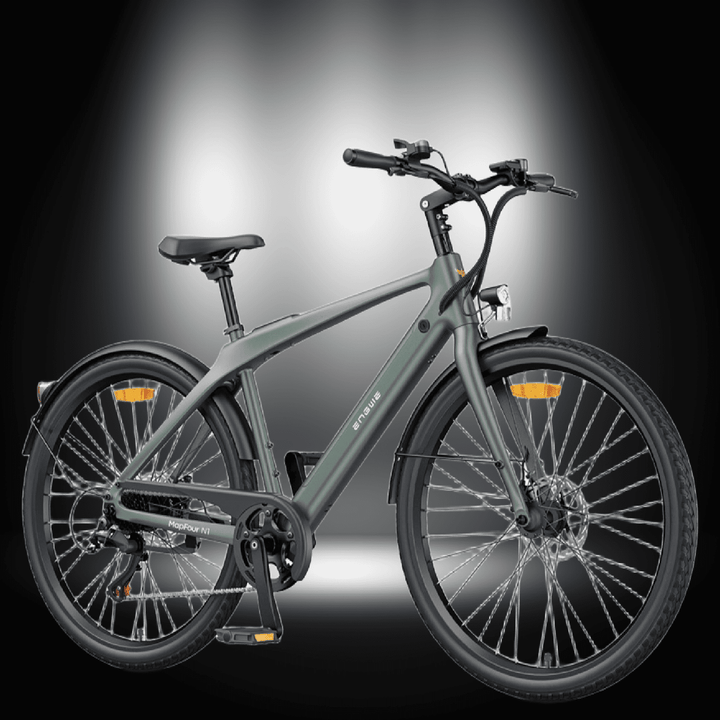 MAPFOUR N1 AIR ELECTRIC BIKE displayed in spotlight with sleek design and modern features for urban commuting.