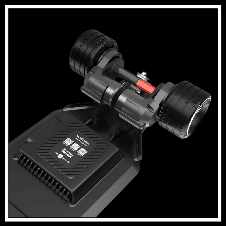 MAXFIND MAX6 electric skateboard showcasing dual motors and battery design