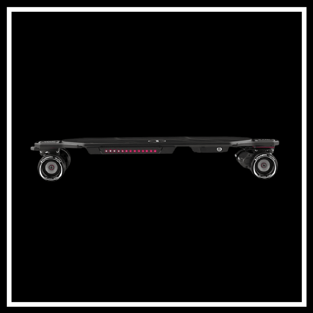 MAXFIND MAX6 electric skateboard featuring dual motors and shock-absorbing wheels for smooth rides.