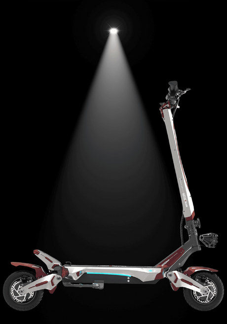 NANROBOT N6 electric scooter illuminated under spotlight on a dark background