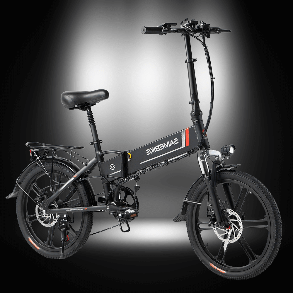 SAMEBIKE 20LVXD30-II electric bike showcasing its foldable design and 20-inch tyres.