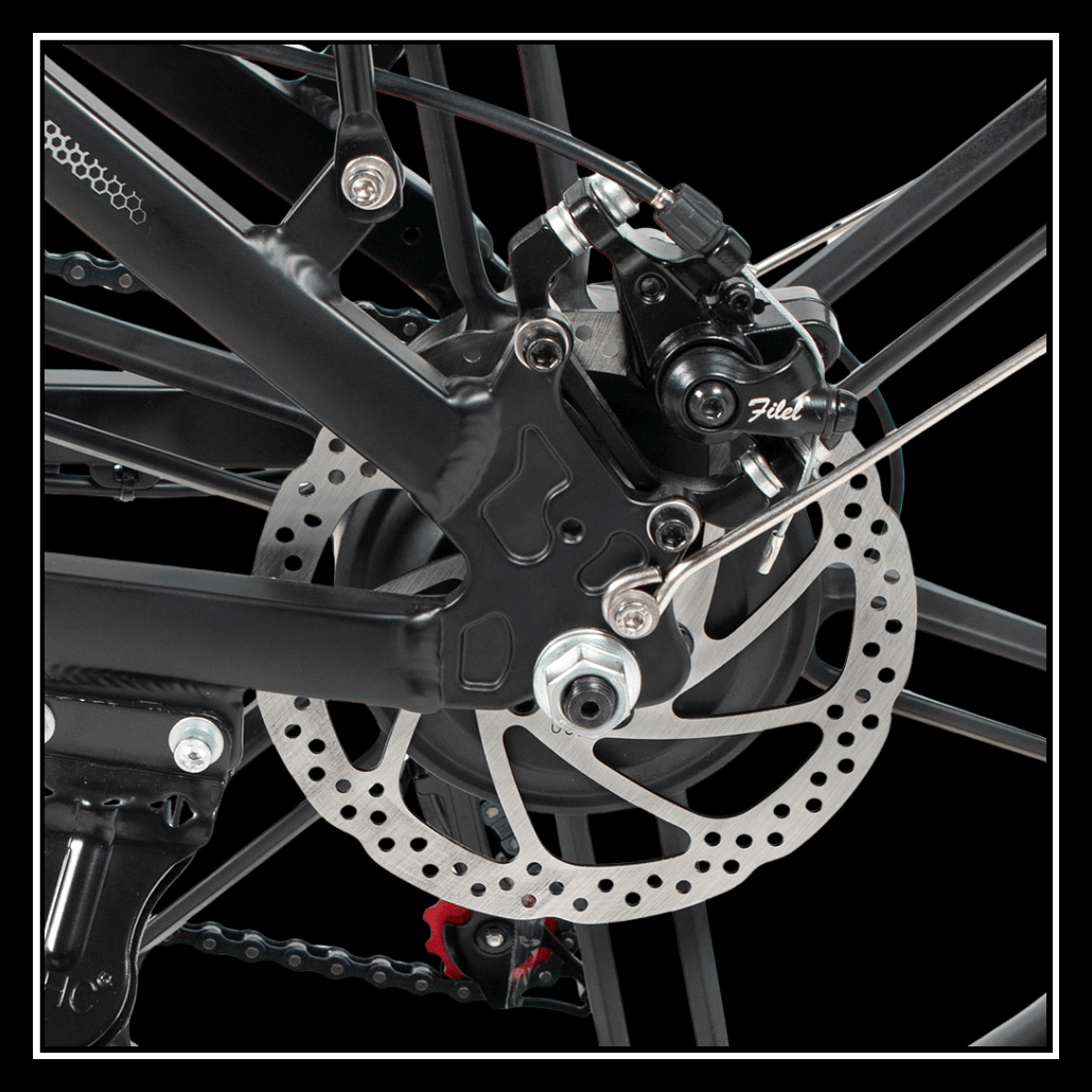 SAMEBIKE 20LVXD30-II electric bike disc brake system close-up for urban commuting.