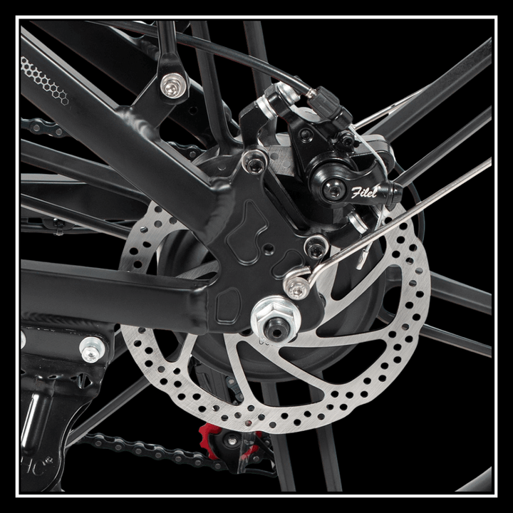 SAMEBIKE 20LVXD30-II electric bike disc brake system close-up for urban commuting.