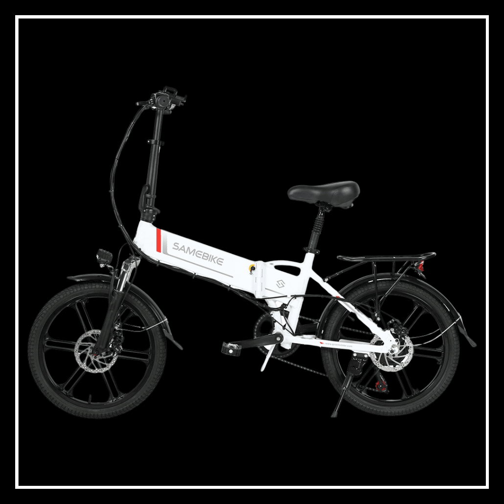 SAMEBIKE 20LVXD30-II electric bike with a foldable design and 20-inch tyres for urban commuting.