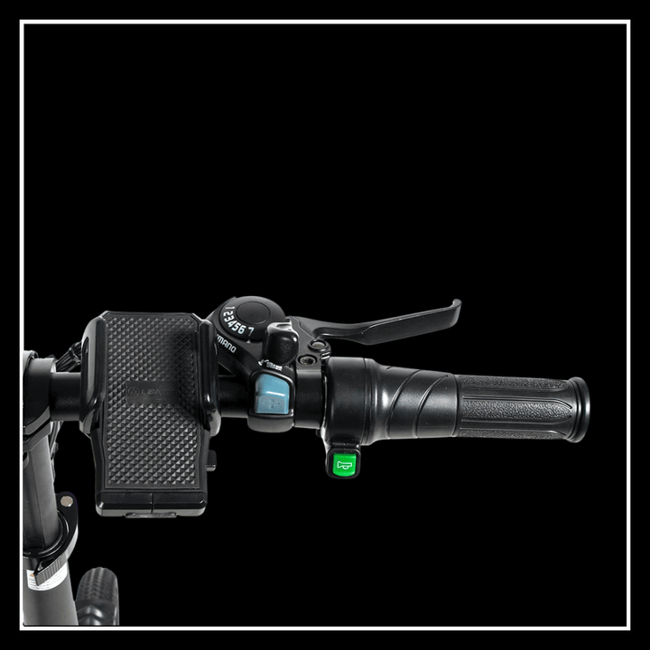 SAMEBIKE 20LVXD30-II electric bike handlebar controls with throttle and brake.