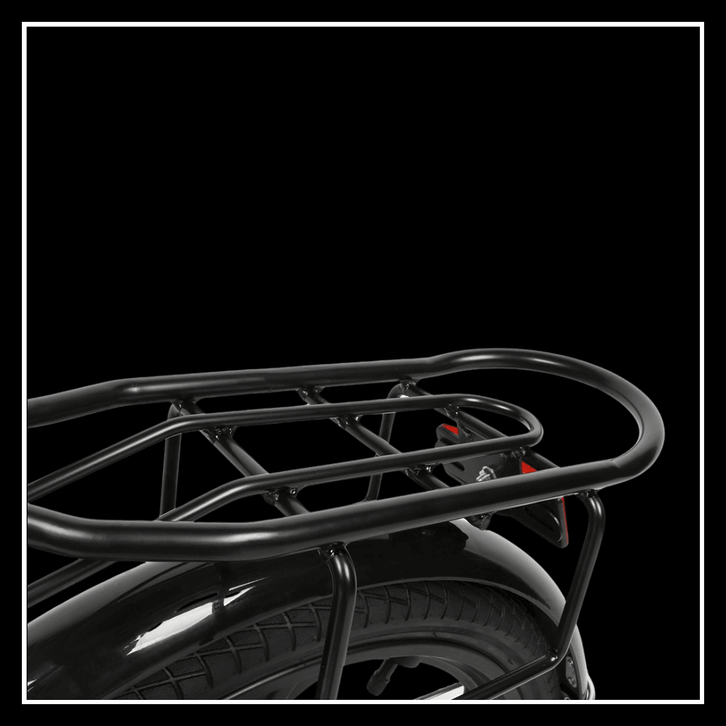 SAMEBIKE 20LVXD30-II electric bike rear rack and tire close-up.