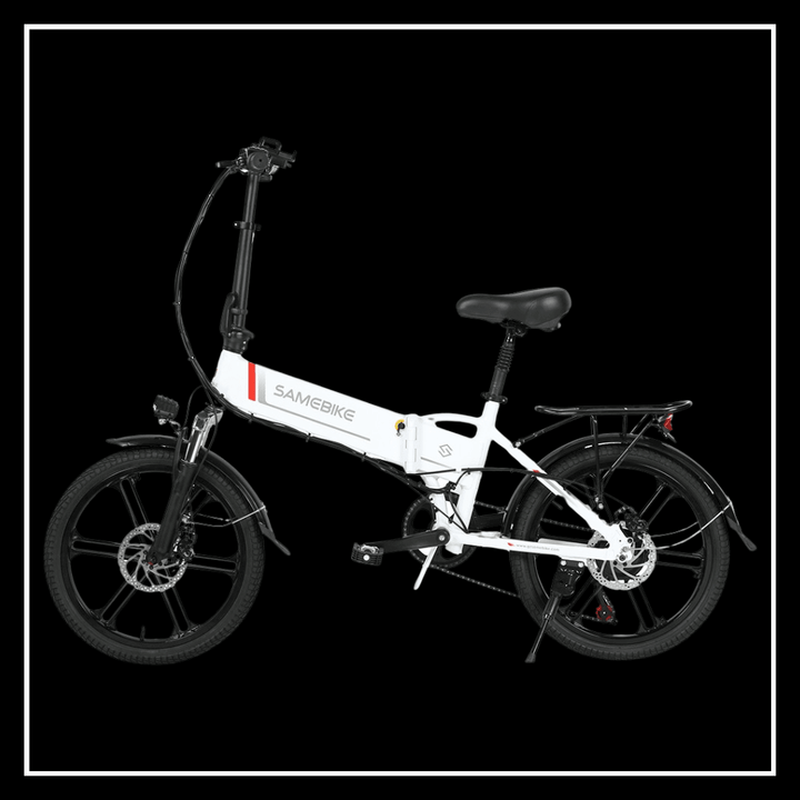 SAMEBIKE 20LVXD30-II electric bike with a foldable design and 20-inch tyres for urban commuting.