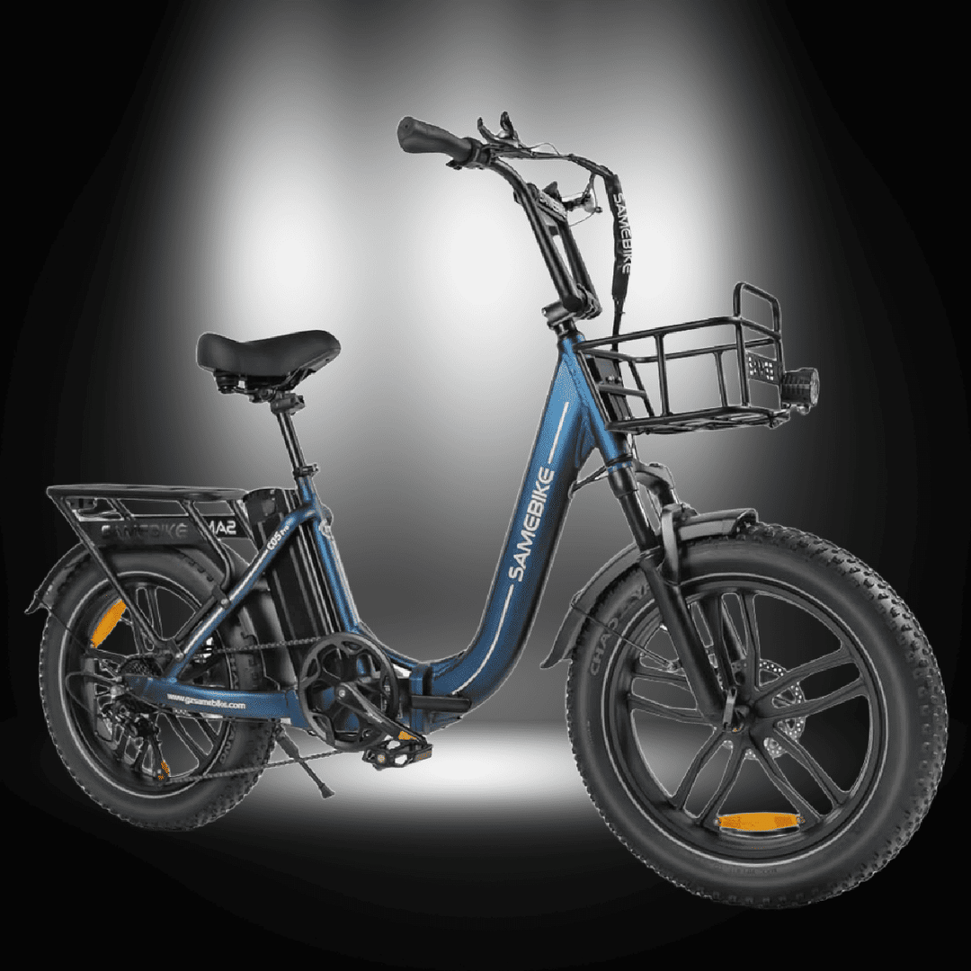 SAMEBIKE C05 PRO electric bike with a foldable design and powerful 500W motor, ideal for urban commuting.