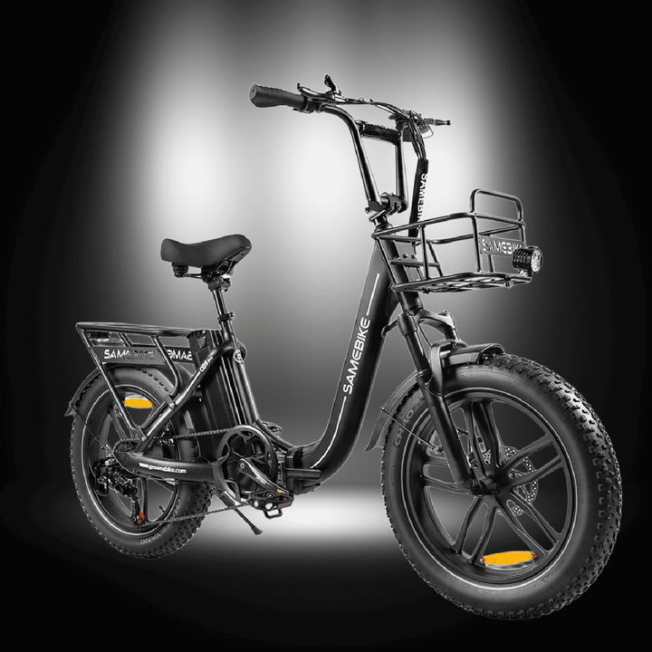 SAMEBIKE C05 PRO electric bike showcasing its foldable design and powerful features.