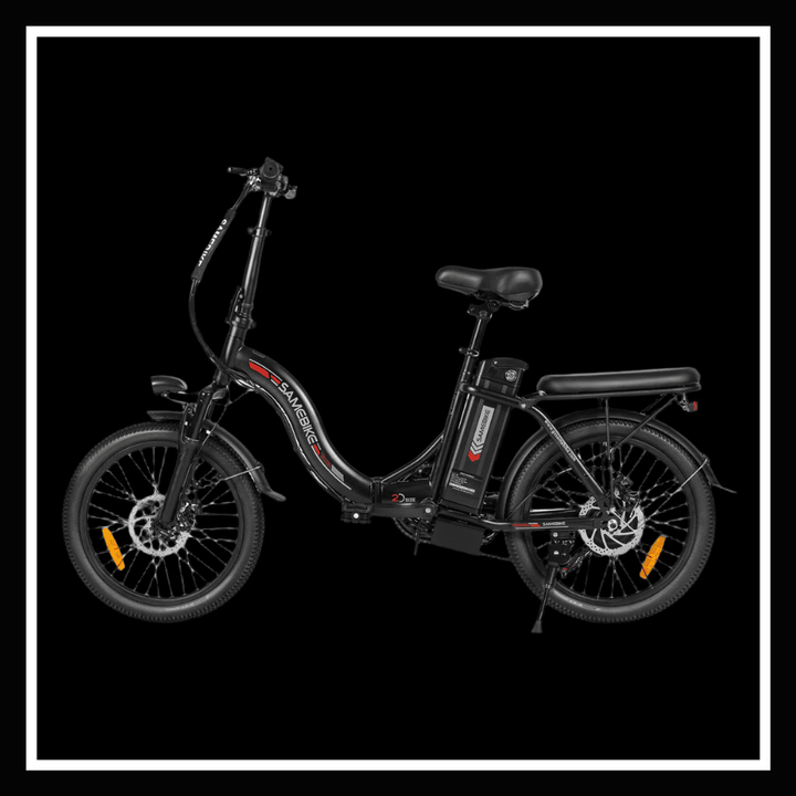 alt_tag: Compact and stylish SAMEBIKE CY20 electric bike with foldable design, perfect for urban commuting.