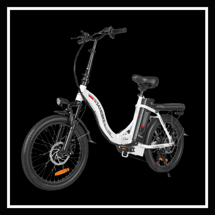 alt_tag: SAMEBIKE CY20 electric bike with a foldable design for urban commuting and recreational riding.