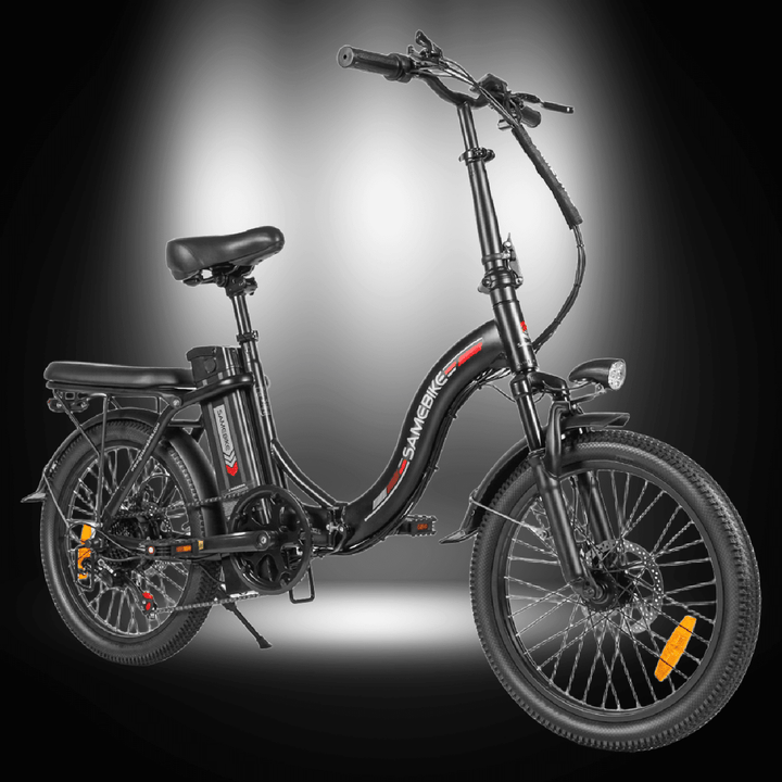 🇮🇪🇪🇺🇺🇸🇬🇧 SAMEBIKE CY20 foldable electric bike in black, showcasing its modern design and features.