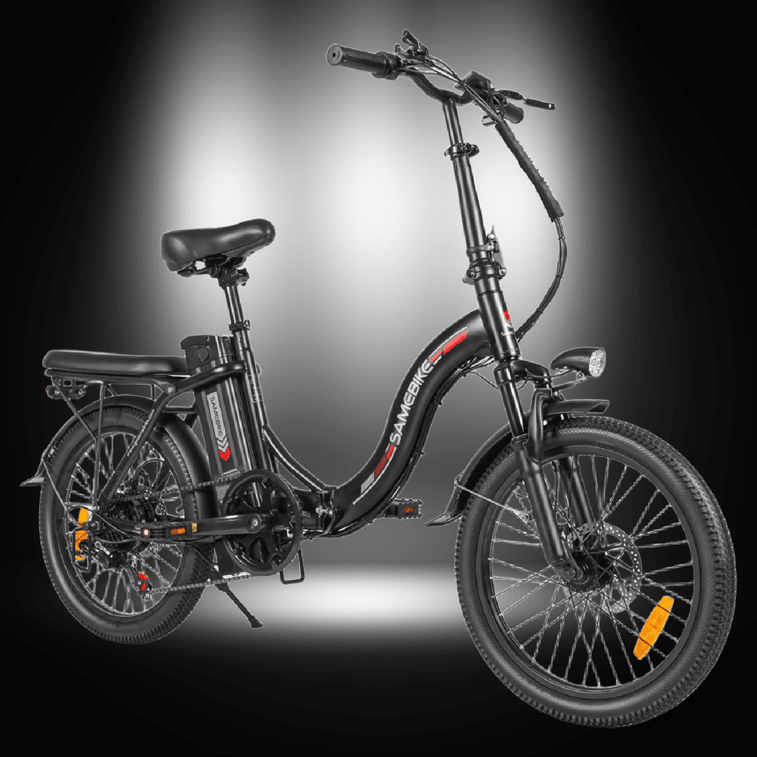 🇮🇪🇪🇺🇺🇸🇬🇧 SAMEBIKE CY20 foldable electric bike in black, showcasing its modern design and features.