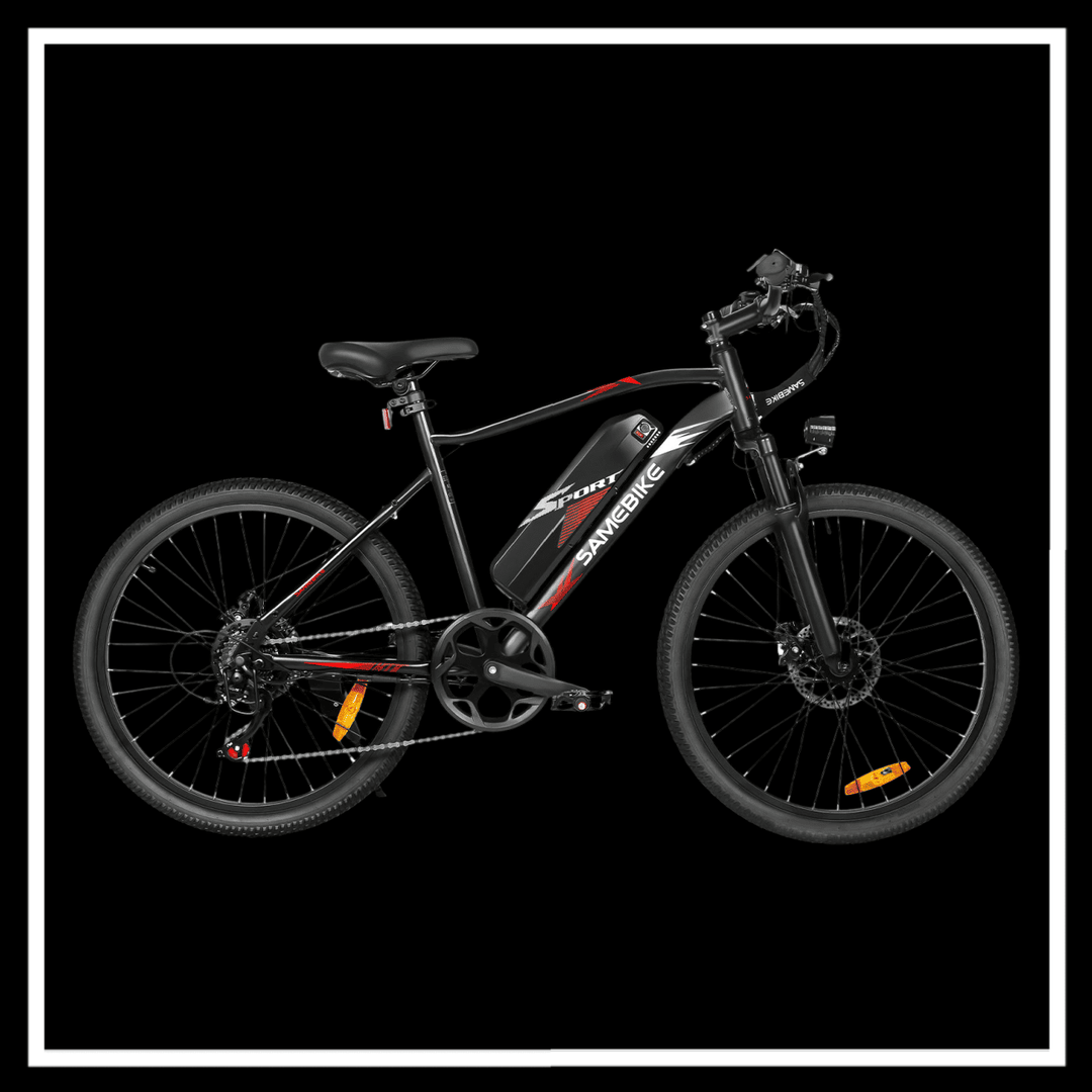 SAMEBIKE EBE2 Mountain Electric Bike in black, designed for smooth pedal assistance and comfortable commuting.