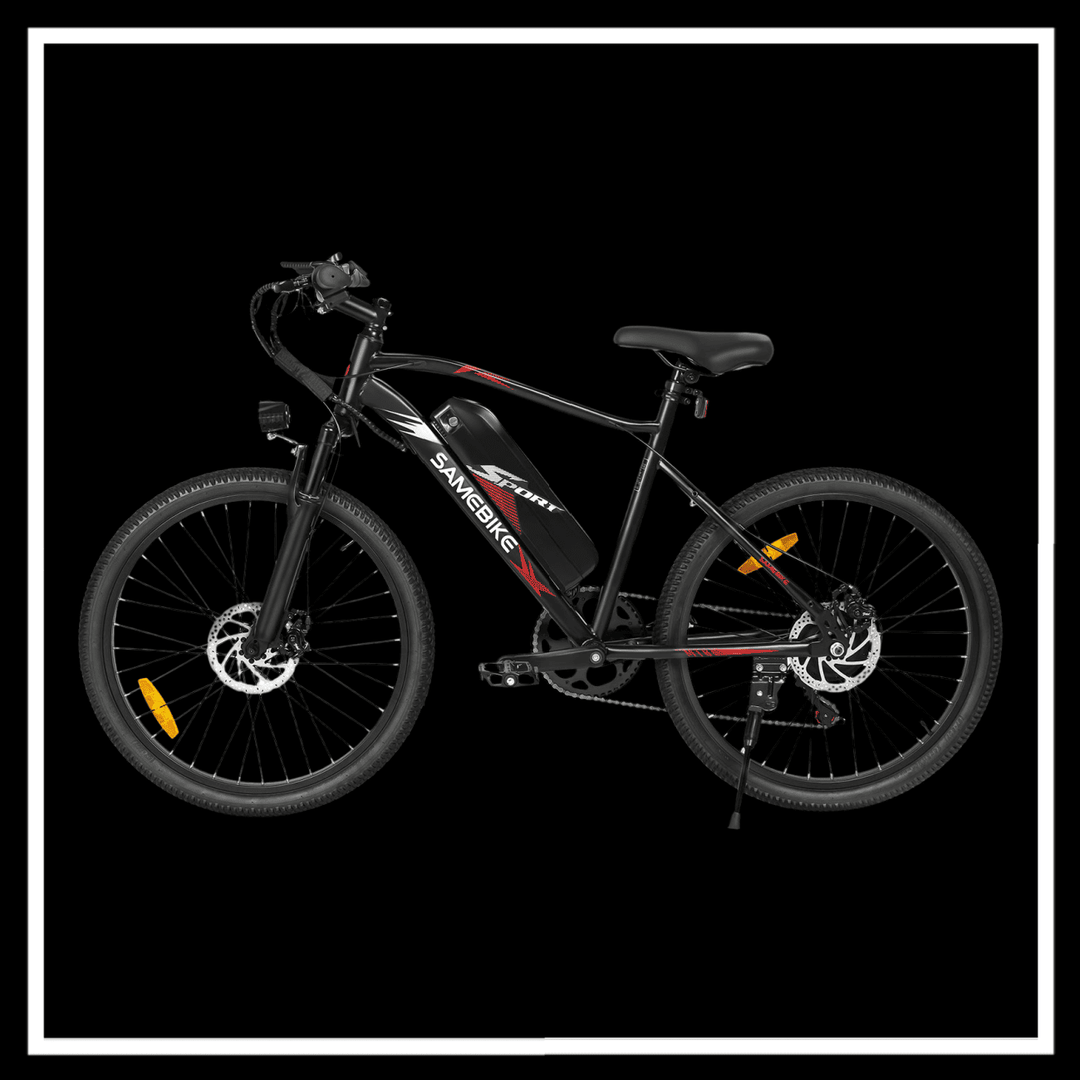 SAMEBIKE EBE2 Mountain Electric Bike side view showcasing its design and features.