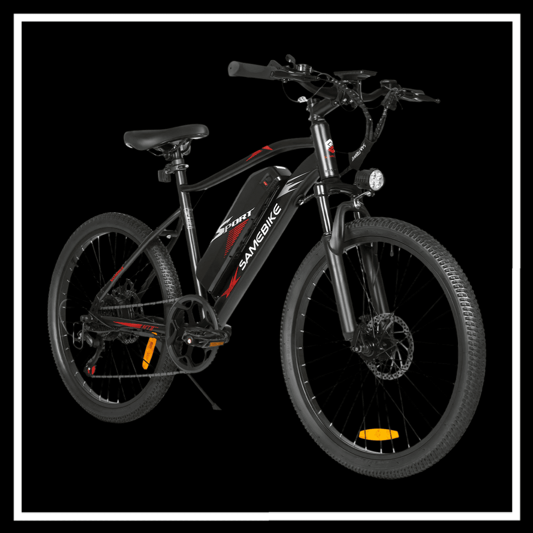 SAMEBIKE EBE2 Mountain Electric Bike in black with powerful features for smooth riding and commuting.