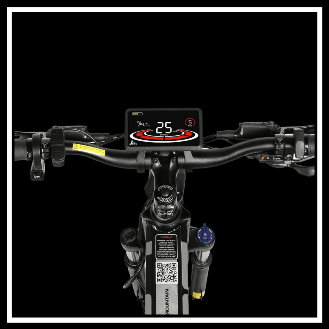 🇮🇪🇪🇺🇬🇧 SAMEBIKE LO26 PLUS 1000W bike dashboard display showing speed and battery information.