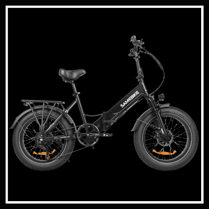 SAMEBIKE LOTDM200 II folding bike with 750W motor, compact design, and comfortable ride for urban commuting.