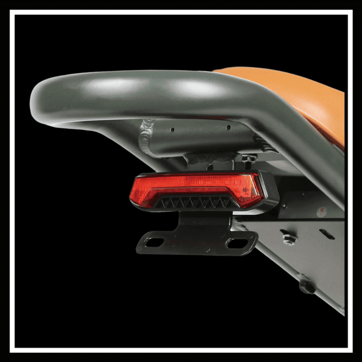 Rear view of SAMEBIKE M20-III showing red tail light and comfortable seat design.