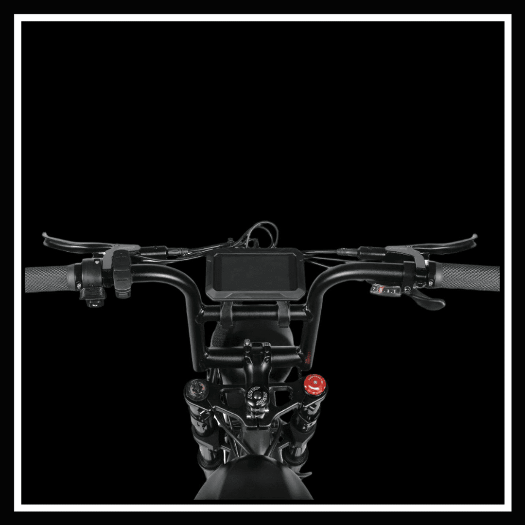 Samebike M20-III electric bike handlebars and control panel viewed from above.