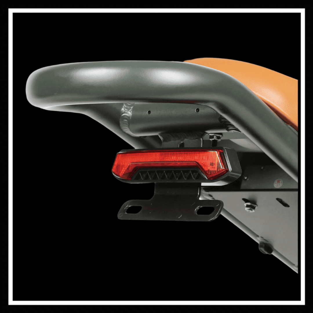 Samebike M20-III electric bike tail light and seat design for enhanced safety and style.