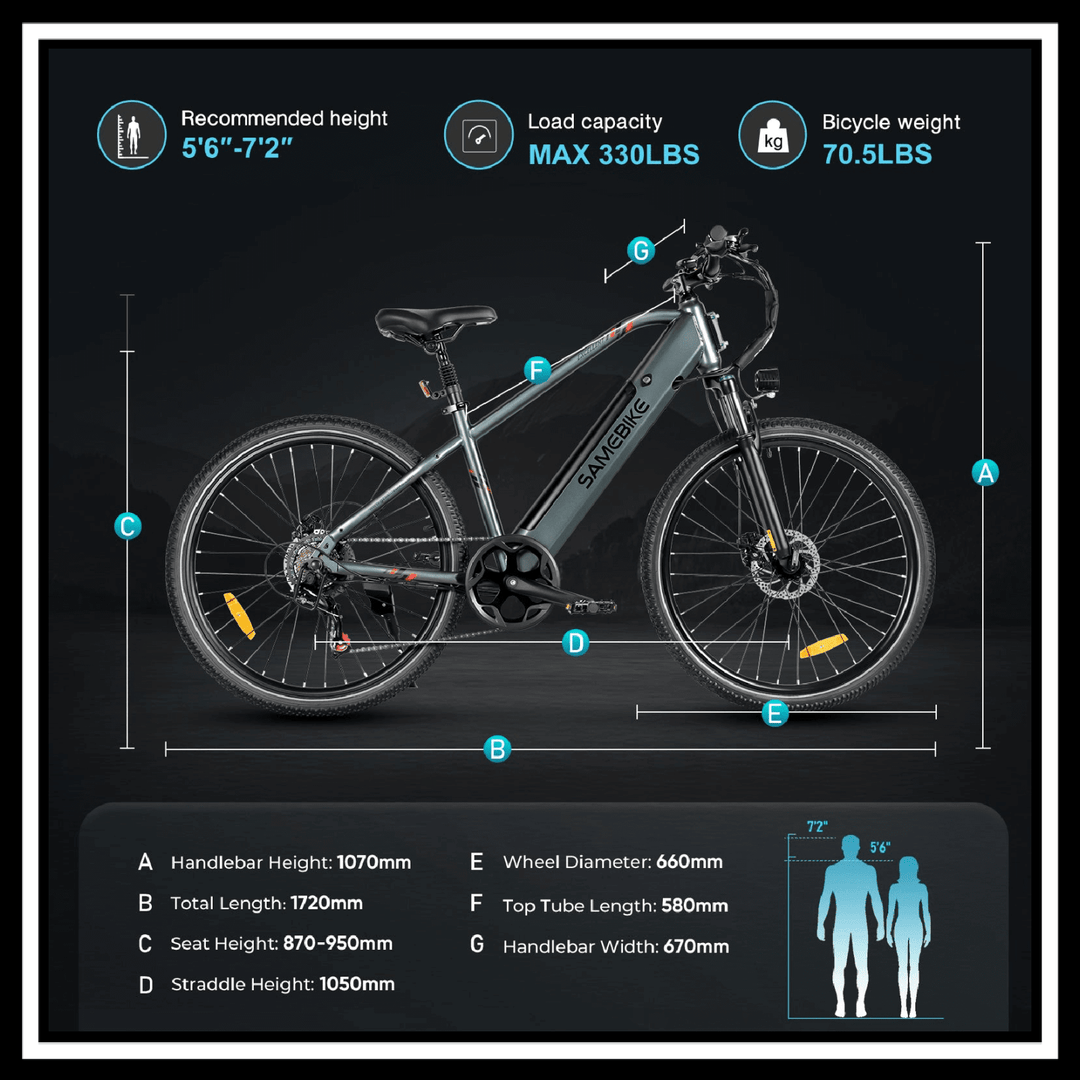 electric bicycle specification SAMEBIKE RS-A01 MEN Electric City Bike