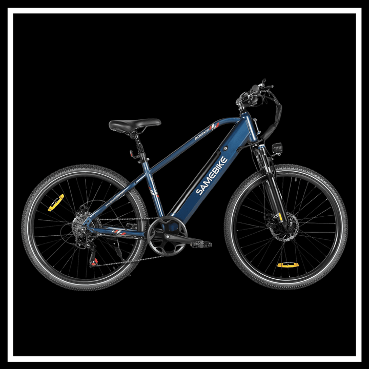 🇮🇪🇬🇧🇪🇺 SAMEBIKE RS-A01 MEN Electric City Bike in blue on a black background.