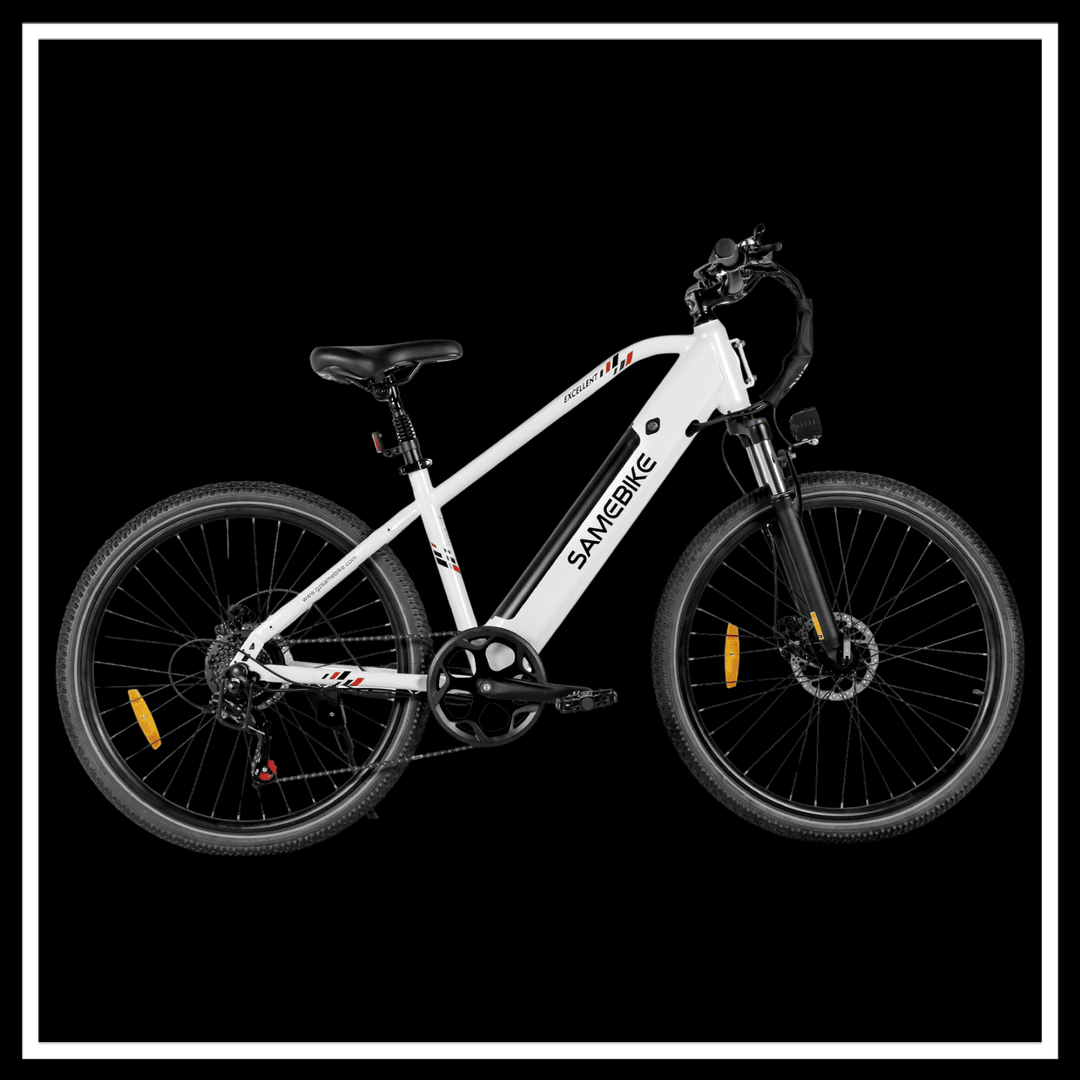 🇮🇪🇬🇧🇪🇺 SAMEBIKE RS-A01 MEN Electric City Bike in stylish white color, designed for urban commuting and light terrain.