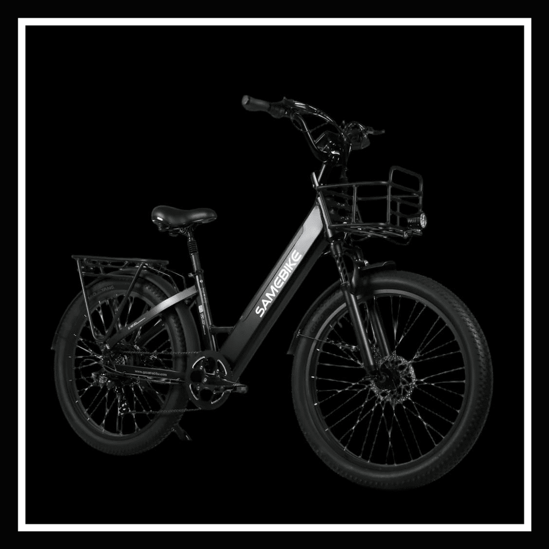 SAMEBIKE RS-A01 PLUS Electric City Bike with basket, designed for comfortable commuting.